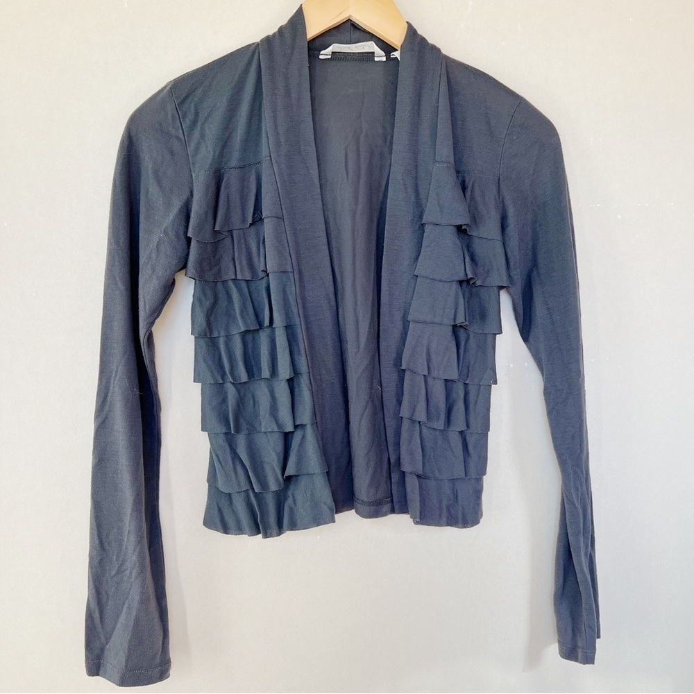 Derek Heart Gray Ruffle Cardigan - Picture 1 of 4